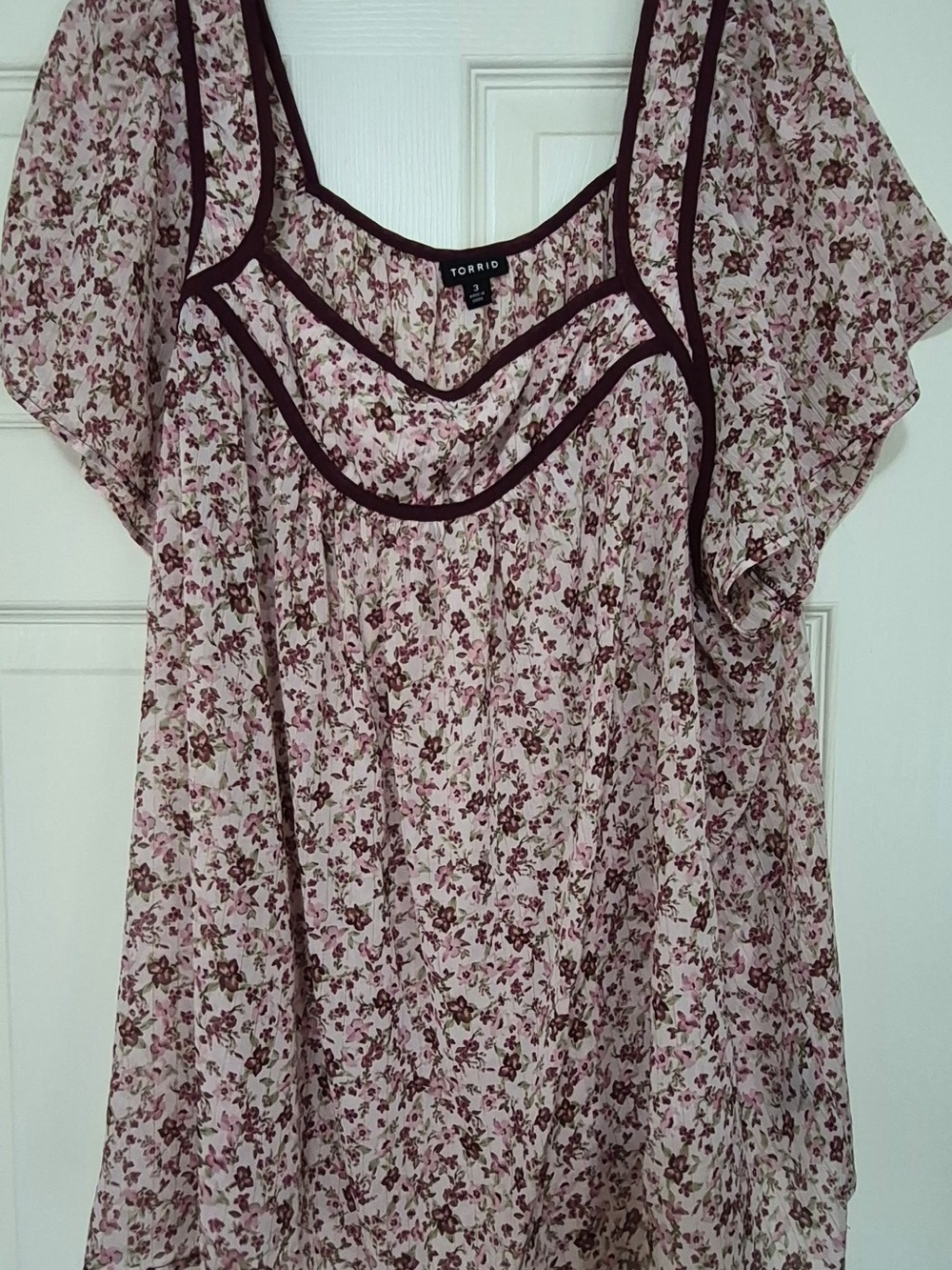 Torrid Pink Floral Short-Sleeve Blouse